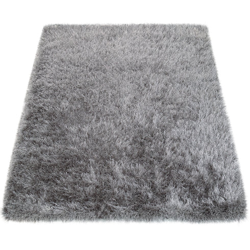 Hochflor Teppich | Flauschiger Hochflor für Wohnzimmer und Schlafzimmer | Grau